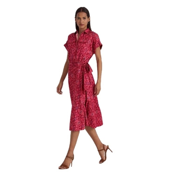 Lauren Ralph Lauren Dresses & Skirts - LAUREN RALPH LAUREN Geo-Print Shantung Midi Dress Size 2